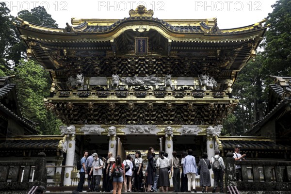 Opulently decorated entrance of the Yomeimon Gate at Toshogu Shrine in Nikko, Nikko, Japan