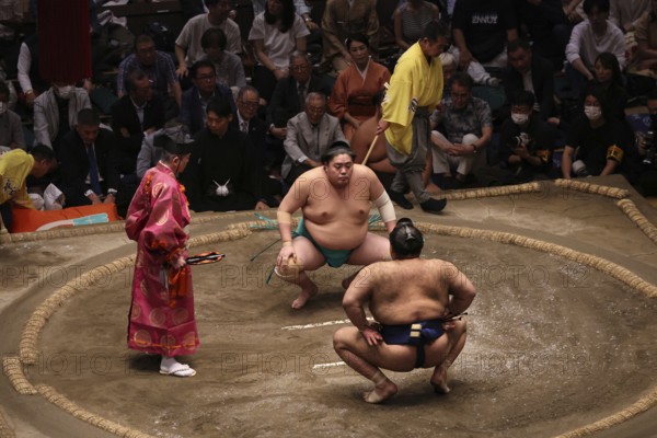 Deep sumo ceremony at Ryogoku Kokugikan Hall, Tokyo, Japan