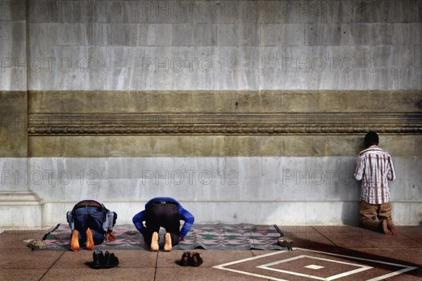 Believers pray near Medihnelm church in Addis Ababa, Addis Ababa, null, Ethiopia
