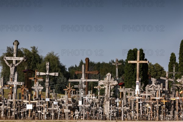 A variety of crosses on the Hill of Crosses in Siauliai, Siauliai, Lithuania