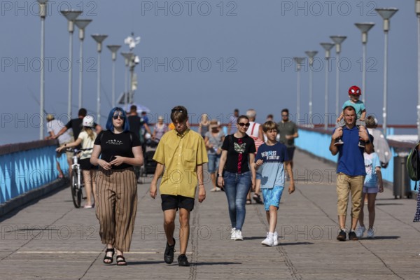 People on the Palanga pier, summer atmosphere with sea view, Palanga, zero, Lithuania