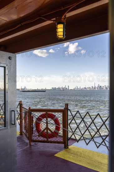 Manhattan skyline, Staten Island Ferry, New York, USA