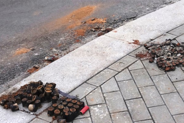 Rubbish after New Year's Eve, burnt off fireworks, Germany