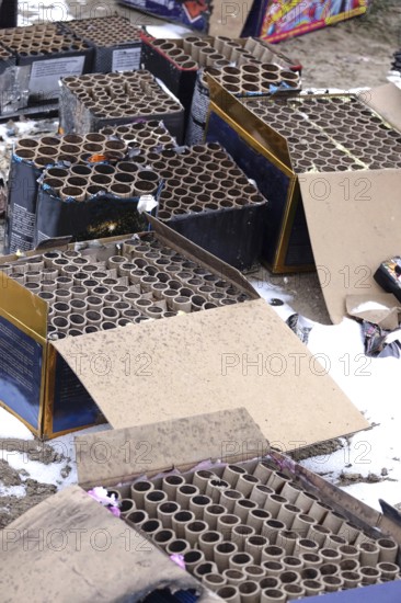 Rubbish after New Year's Eve, burnt off fireworks, Germany