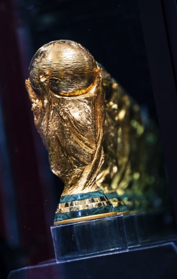 The original FIFA World Cup 2026 Trophy is showcased for visitors during the official India leg of the trophy tour in Guwahati, Assam, India, on January 13, 2026