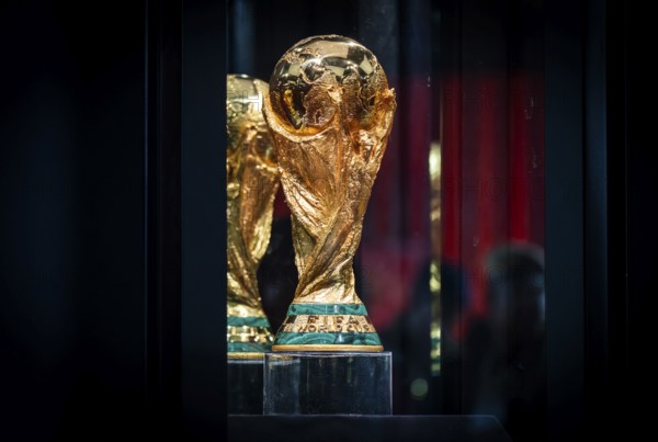 The original FIFA World Cup 2026 Trophy is showcased for visitors during the official India leg of the trophy tour in Guwahati, Assam, India, on January 13, 2026