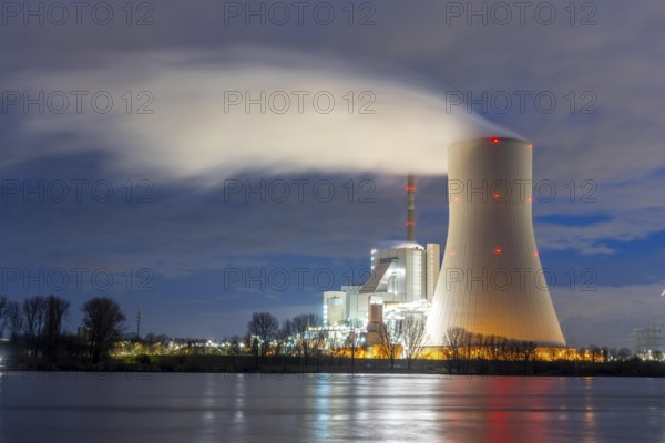 Cooling tower of the Duisburg-Walsum coal-fired power plant, operated by STEAG and EVN AG, 181 meters high, power plant block 10, water vapor cloud, on the site of the former Walsum coal mine, Duisburg, Rhine, North Rhine-Westphalia, Germany