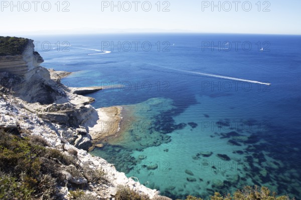 Bonifacio coast on the Mediterranean Sea, Corse-du-Sud department, Corsica, France