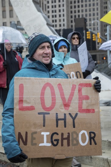 Detroit, Michigan USA - 10 January 2026 - Activists rally to protest the killing of Renee Nichole Good in Minneapolis by a federal immigration agent