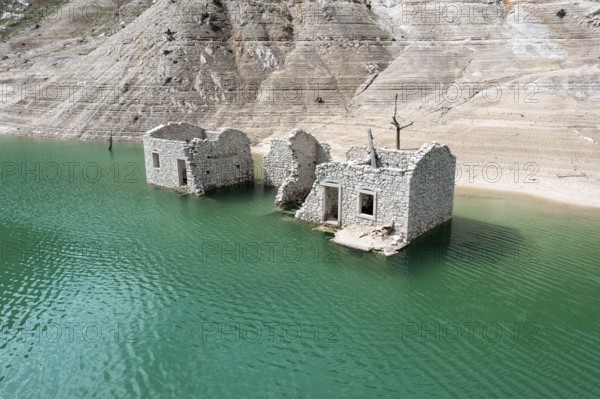 Tramonti, sunken city, abandoned houses, ruins, river course, Friuli, Italy