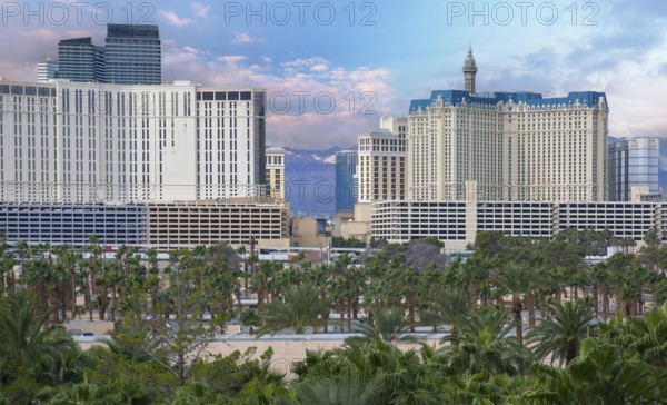 Las Vegas Casino Strip district lined with upscale casino hotels, casinos and famous tourist attractions