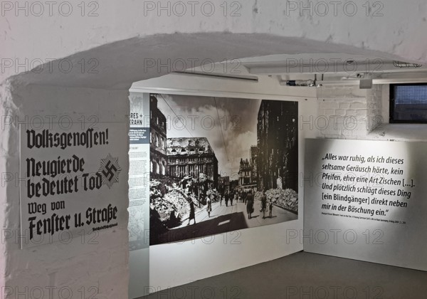 Historic air raid shelter, memorial and exhibition, Düsseldorf, North Rhine-Westphalia, Germany
