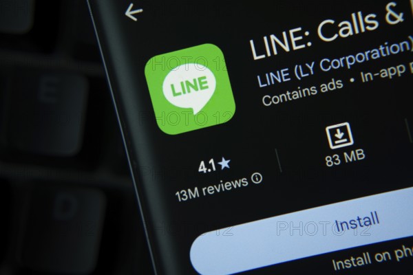 Dhaka, Bangladesh- 27 July 2025: LINE app from Google Playstore is displayed on a smartphone screen