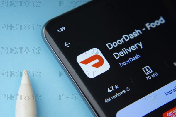Dhaka, Bangladesh- 16 March 2025: The DoorDash app from Google Playstore is displayed on a smartphone screen