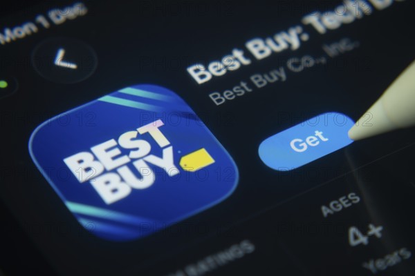 Dhaka, Bangladesh- 01 Dec 2025: A close-up of the Best Buy app icon in the App Store on an iPad screen