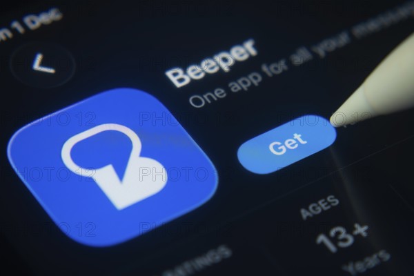 Dhaka, Bangladesh- 01 Dec 2025: A close-up of the Beeper app icon in the App Store on an iPad screen