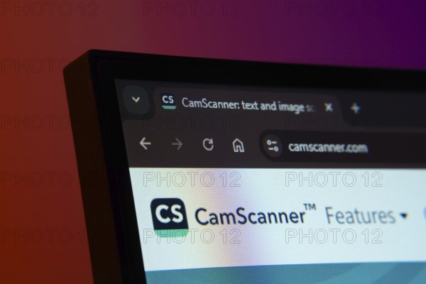 Dhaka, Bangladesh- 02 June 2025: Close-up of a computer screen displaying the CamScanner web interface in dark mode