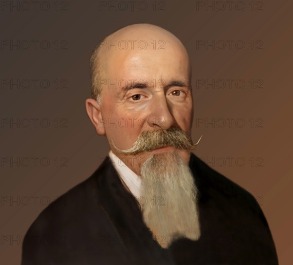 Carlo Lorenzini, 1826 – 1890, better known by the pen name Carlo Collodi, Italian author, humourist, and journalist, known for his fairy tale novel The Adventures of Pinocchio, digitally optimized based on a painting by Alfonso Holländer