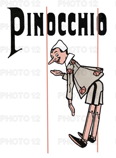 Front cover of the fairy tale novel The Adventures of Pinocchio by Carlo Lorenzini, 1826 – 1890, better known by the pen name Carlo Collodi, Italian author, humourist, and journalist