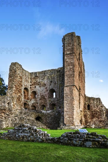 Ruins of Norham Castle and River Tweed, Norham, Northumberland, England, United Kingdom
