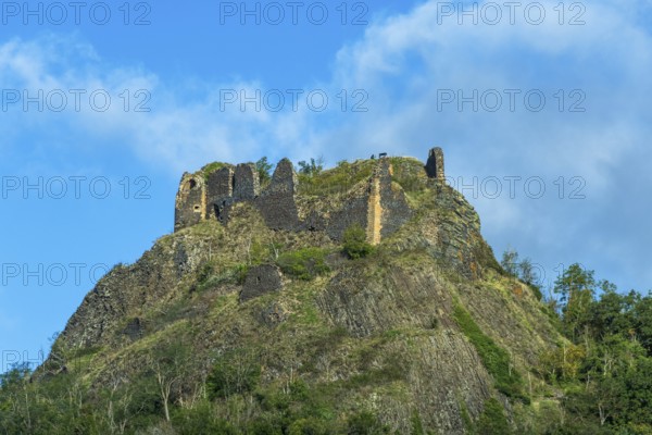 Buron village and his castle. Puy de Dome. Auvergne Rhone Alpes. France