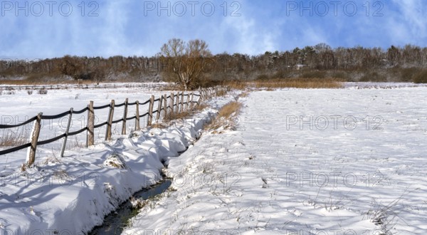Winter landscape, fields and fields in Berlin Lübars, a village in Berlin Reinickendorf, Germany