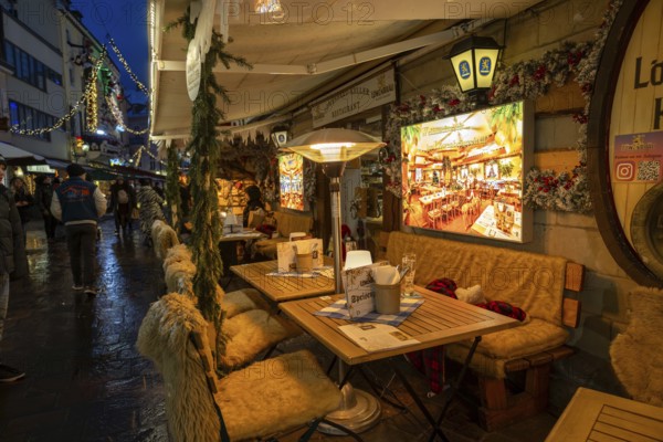Gasthaus Löwenbräu in Baden-Baden. In winter time, the inn transforms its beer garden into an opulently decorated Christmas world