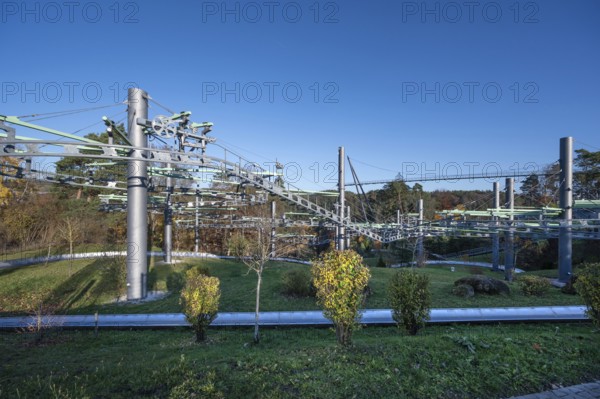 Ski lift for the summer toboggan run in Erlebnisfelsen Pottenstein, Pottenstein, Upper Franconia, Bavaria, Germany