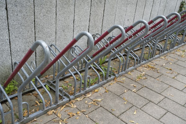 Several bicycle racks next to each other, Bavaria, Germany