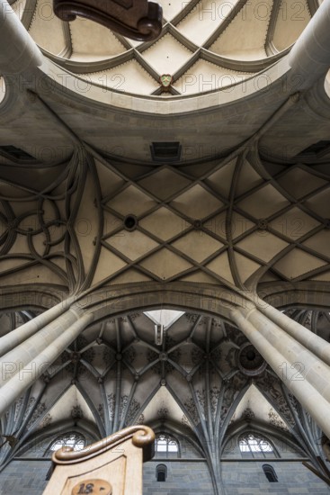 Cross-ribbed vaulting in the church of St. Nikolaus, Überlingen, Lake Constance, Baden-Württemberg, Germany