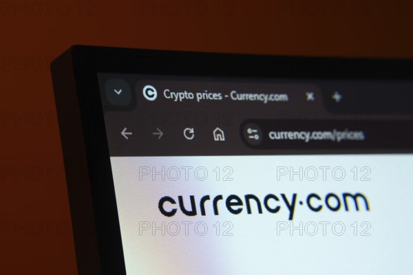 Dhaka, Bangladesh- 02 June 2025: Close-up of a computer screen displaying the Currency.com web interface in dark mode