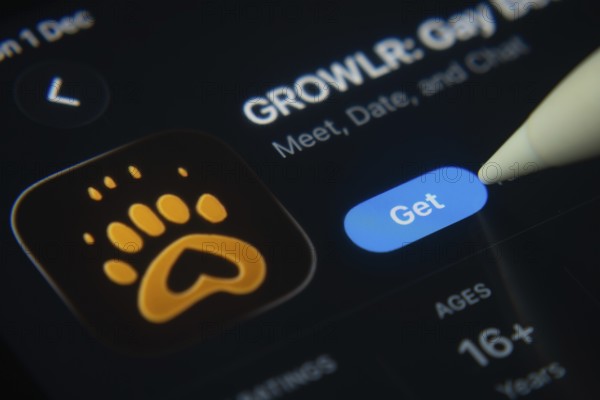 Dhaka, Bangladesh- 01 Dec 2025: A close-up of the GROWLR app icon in the App Store on an iPad screen