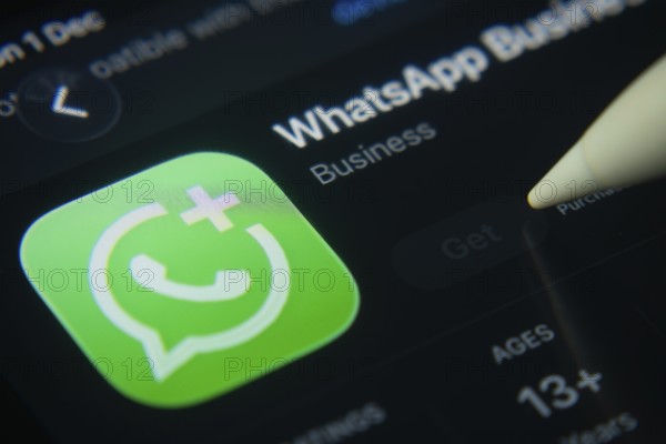 Dhaka, Bangladesh- 01 Dec 2025: A close-up of the WhatsApp Business app icon in the App Store on an iPad screen