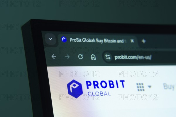 Dhaka, Bangladesh- 02 June 2025: Close-up of a computer screen displaying the ProBit Global web interface in dark mode
