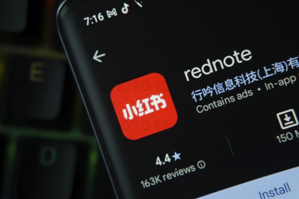 Dhaka, Bangladesh- 27 July 2025: rednote app from Google Playstore is displayed on a smartphone screen