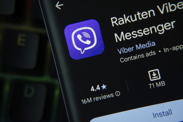 Dhaka, Bangladesh- 27 July 2025: Rakuten Viber app from Google Playstore is displayed on a smartphone screen
