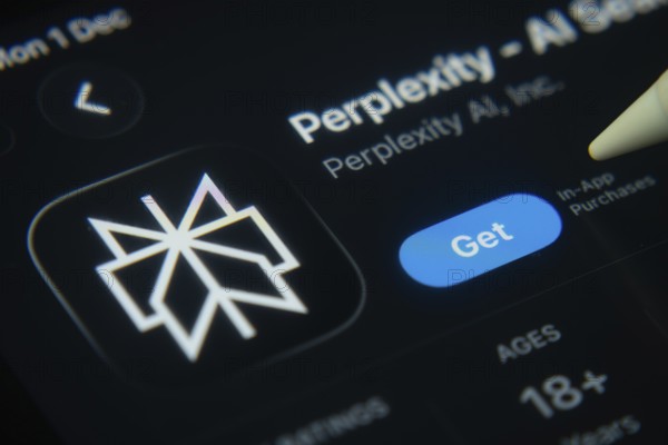 Dhaka, Bangladesh- 01 Dec 2025: A close-up of the Perplexity app icon in the App Store on an iPad screen