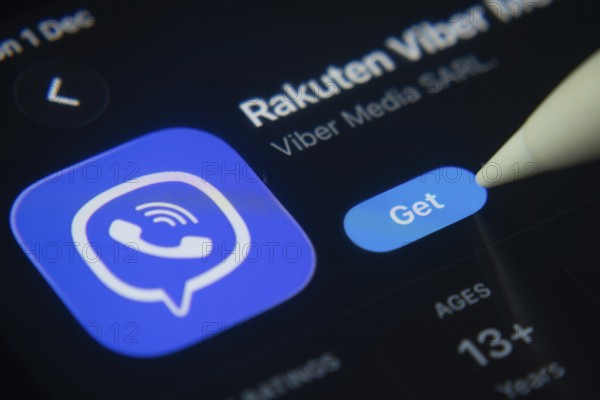 Dhaka, Bangladesh- 01 Dec 2025: A close-up of the Rakuten Viber app icon in the App Store on an iPad screen