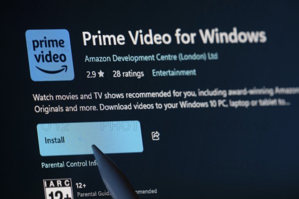 Dhaka, Bangladesh- 19 Sep 2025: A close-up of the Amazon Prime Video app from the Microsoft Store is shown on a laptop screen