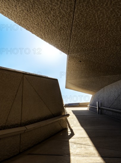 Zayed National Museum in Abu Dhabi, memorial to the late Zayed bin Sultan Al Nahyan, the museum is the heart of the cultural district on Saadiyat Island, way to the platform on the roof of the museum, Abu Dhabi, United Arab Emirates
