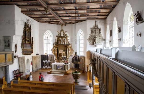 Inner view, Saint Giles or market church St. Aegidien, Osterode, Upper Harz region, Lower Saxony, Germany