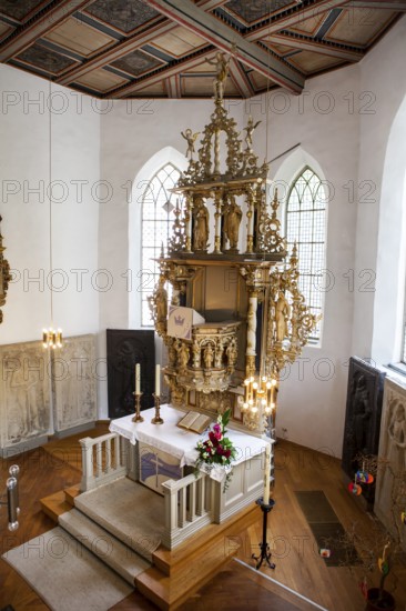 Inner view, Saint Giles or market church St. Aegidien, Osterode, Upper Harz region, Lower Saxony, Germany