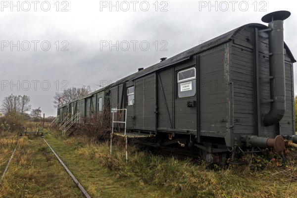 Old ice railway wagons at the former Bresewitz station, near Zingst, Mecklenburg-Western Pomerania, Germany