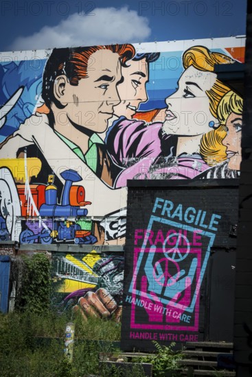 Graffiti on the former US eavesdropping facility on Teufelsberg in Grunewald, Berlin, Germany