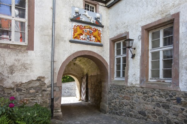 Alliance coat of arms of the House of Welf with Saxon Steed, Welf Castle of Herzberg, Herzberg am Harz, district of Göttingen, Lower Saxony, Germany