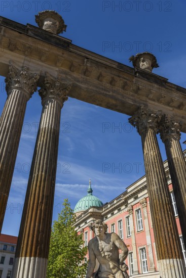 Sculpture with the City Palace and St. Nicholas Church on the Old Market Square, Potsdam