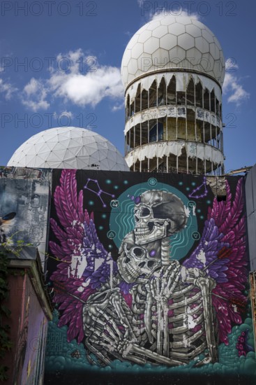 Graffiti on the former US eavesdropping facility on Teufelsberg in Grunewald, Berlin, Germany