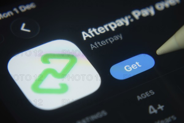 Dhaka, Bangladesh- 01 Dec 2025: A close-up of the AfterPay app icon in the App Store on an iPad screen