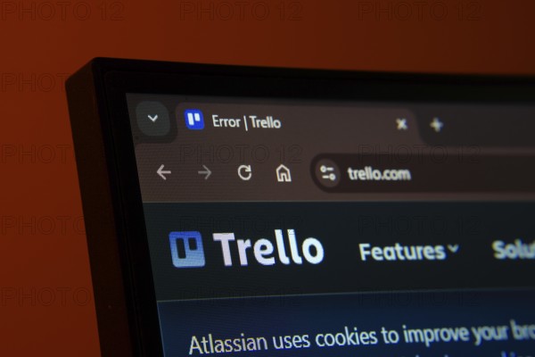 Dhaka, Bangladesh- 02 June 2025: Close-up of a computer screen displaying the Trello web interface in dark mode