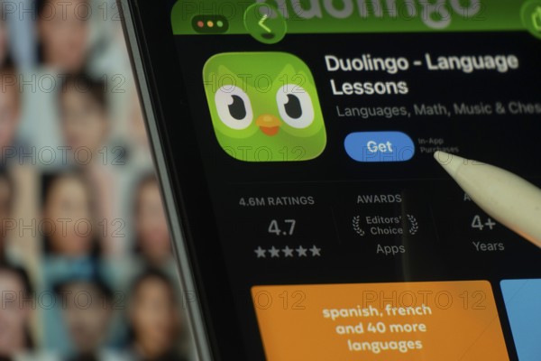 Dhaka, Bangladesh- 24 Oct 2025: A iPad screen displaying the Duolingo app on App store